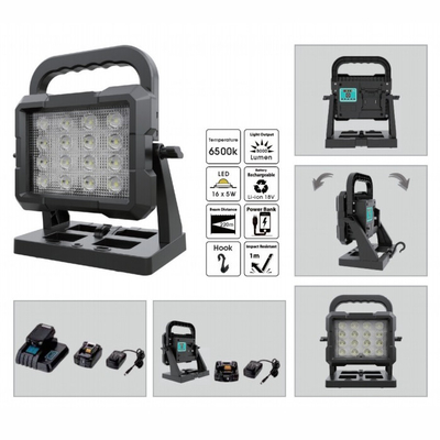 Stativ montiert 80W wiederaufladbar High Lumen LED Arbeitslicht mit 18V Power Tool Batterie